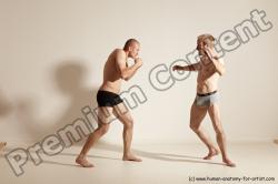 Underwear Martial art Man - Man White Moving poses Athletic Short Blond Dynamic poses Academic